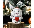 Xmas Animal Ornament Penguin Dog Bear Elephant Deer Rabbit Frog Santa Claus Tree Snowman Resin Crafts Xmas Desktop Animal Toy Xmas Supplies-Rabbit