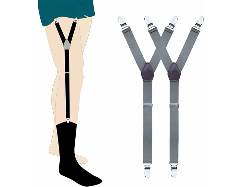Adjustable Men's Shirt Stay, Y Men's Garter Belt, Non-Slip Garter Belt with Toothed Metal Clip
