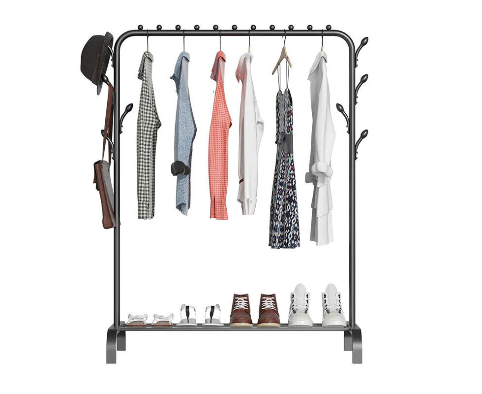 Heavy Duty Clothes Rail Rack Hanging Garment Display Stand Shoe Storage Shelf Black