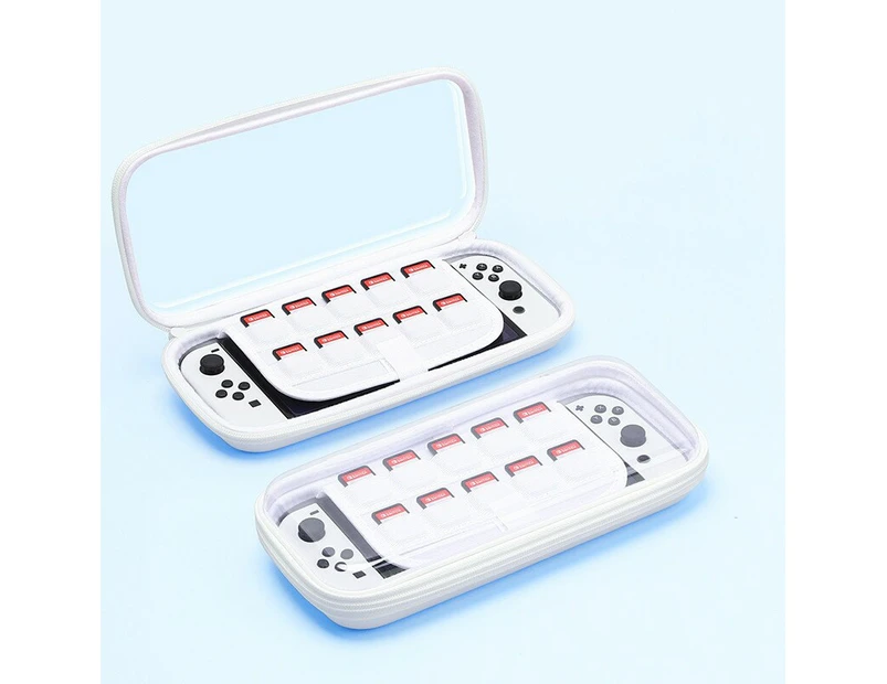 Switch Case Compatible with Nintendo Switch/OLED, Portable Switch Carrying Case with 10 Game Holders - White