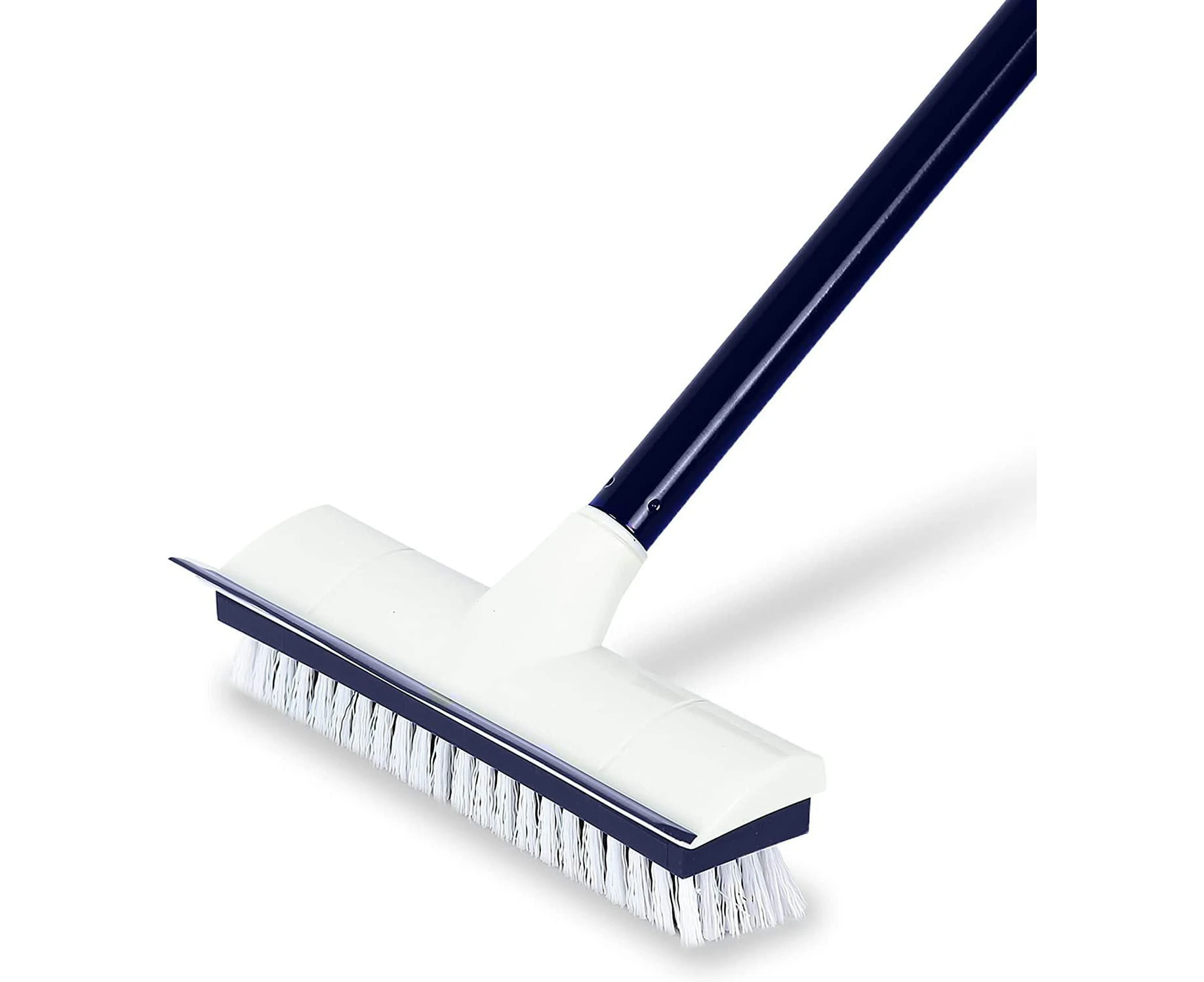 BOOMJOY Floor Scrub Brush with Long Handle Stiff Brush, 2 in 1 Scrape and Brush, Tile Brush Navy