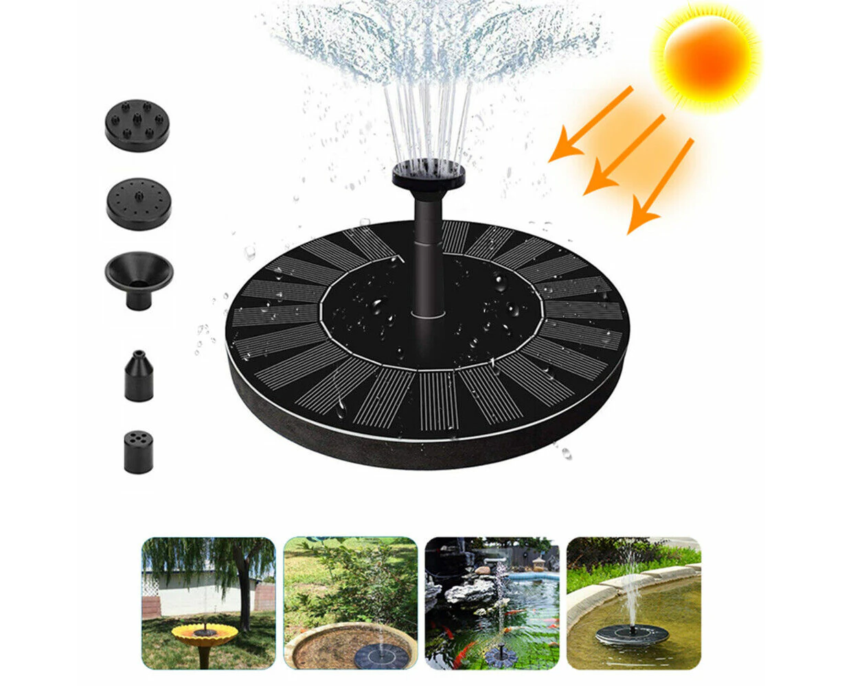 Bird Bath Floating Solar Fountain Pump Water Panel Power Kit Pool Garden Pond