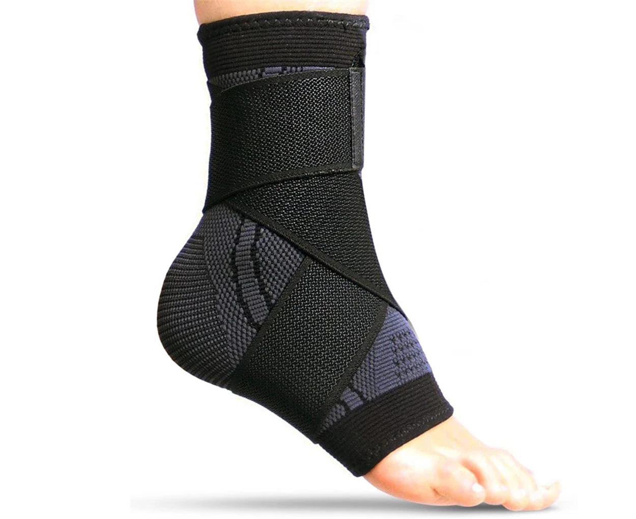 Vivva Ankle Brace Support Compression Sleeve Plantar Stabilizer Pain Relief Foot Wrap - Black (M/L/XL)