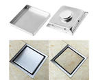 Stainless Steel 15x15cm Square Shower Floor Drain Tile Insert Grate Invisible