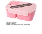 Lunch Box with Fork Spoon Sauce Box Cutlery Holder 3 Grids Food Grade Leakproof School Students Bento Food Container Kitchen Supplies - Pink