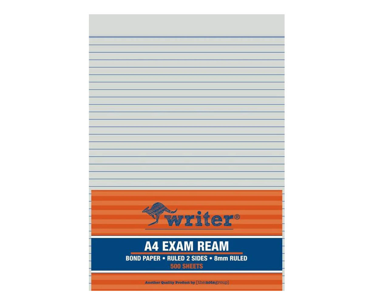 Writer A4 8mm Ruled Exam Paper Ream (60gsm)