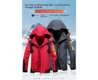 Men's 3 in 1 Winter Ski Jacket Warm Fleece Liner Jacket Waterproof Snow Coat & Hood-Male Big Red