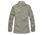 Men Long Coat For Spring Autumn Thin Windbreaker Casual Jacket-Khaki color