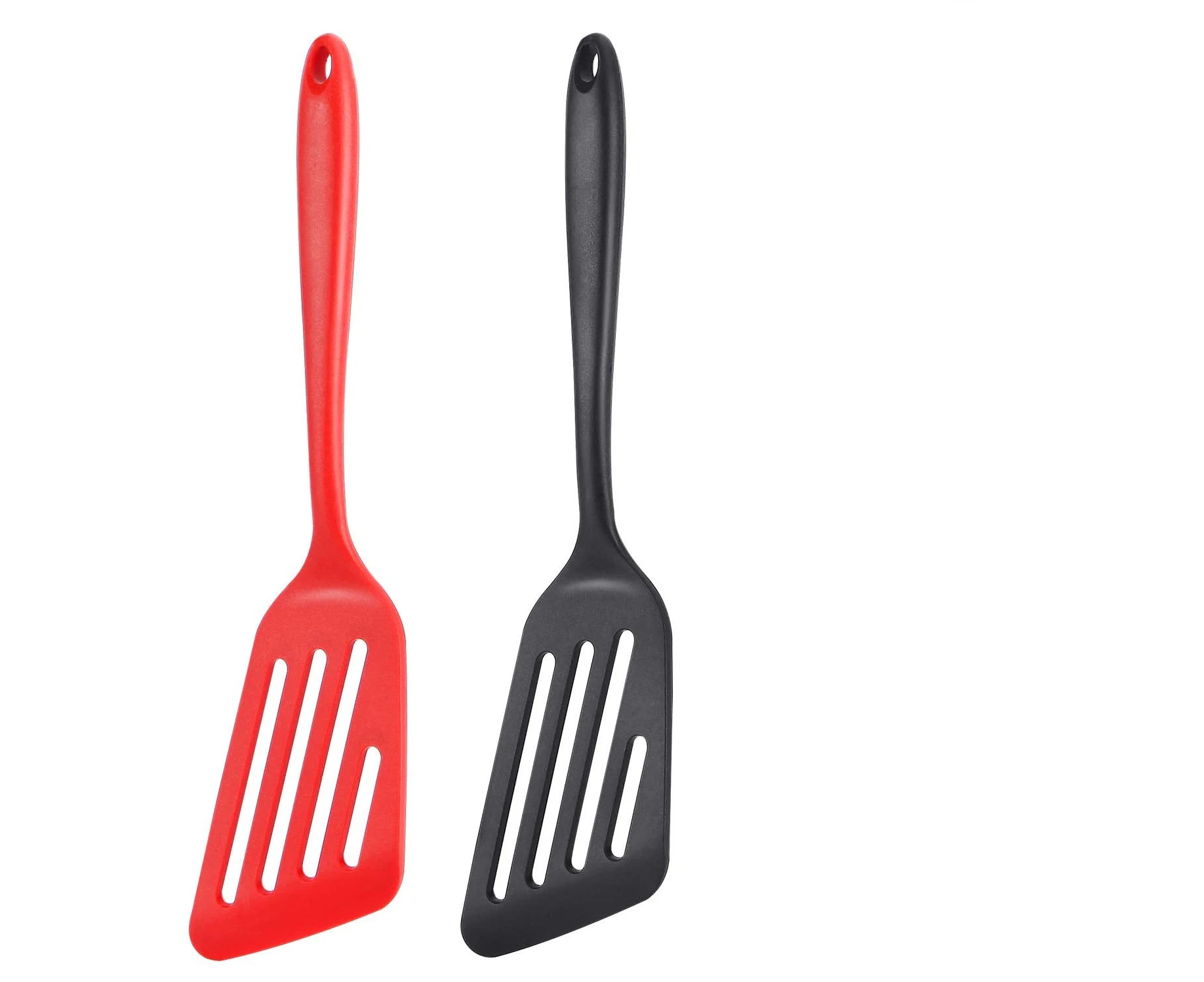 Pack of 2 Silicone Fish Spatula, Non-stick Large Slotted Flipper Turner, High Heat Resistant Kitchen Cookwares for Frying, Cooking Seafood, Meat, Eggs, Ome