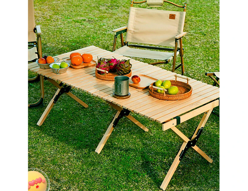 6-Seat Waterproof Roll Folding Bamboo Picnic Table Garden BBQ Travel w Carry Bag