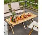 6-Seat Waterproof Roll Folding Bamboo Picnic Table Garden BBQ Travel w Carry Bag
