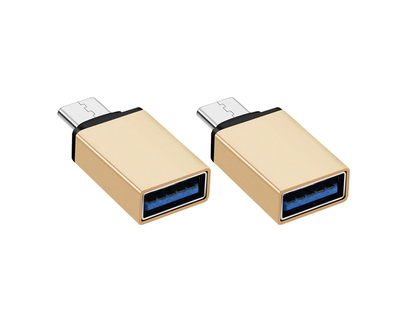 Buutrh 2Pcs Practical Type-C Connector Lightweight OTG USB toGolden-