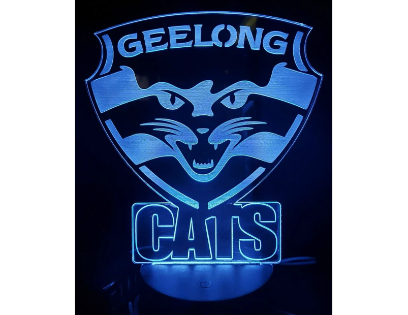 Geelong Cats Footy Football Sports Acrylic LED 7 Colour Night Light Touch Lamp