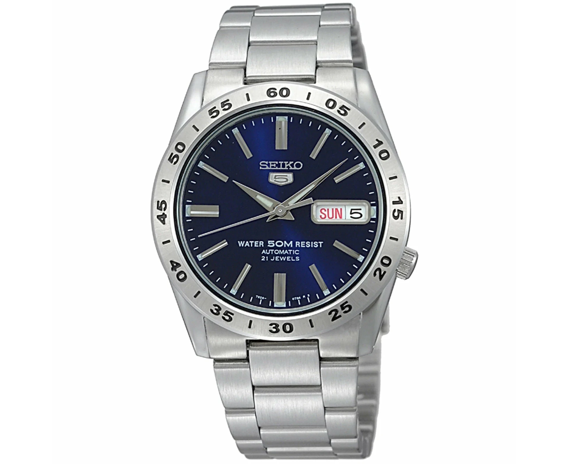 Seiko 5 Silver/Blue Dial Men's 50m Automatic Analog Watch SNKD99K1