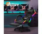 Oikiture Gaming Chair Massage Racing RGB LED Recliner Office Leather Footrest