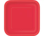 Ruby Red Square Paper Plates 22cm 14 Pack