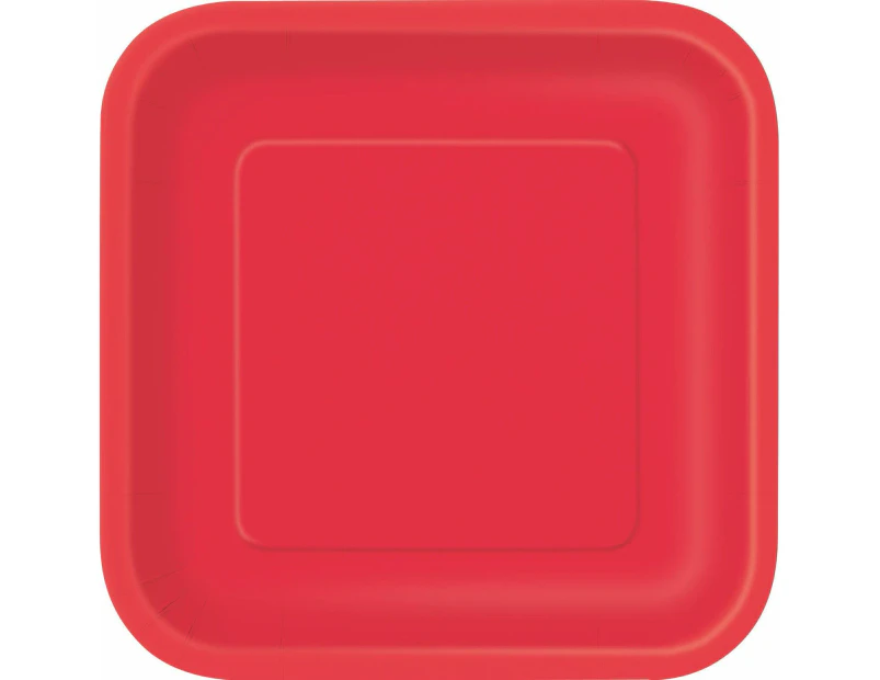 Ruby Red Square Paper Plates 22cm 14 Pack