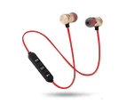 5.0 sports Bluetooth headset, wireless headset with neck, stereo headset, metal music headset with microphone ( all mobile phone - Red