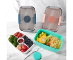 Salad Lunch Box Container 5-Compartment Large Capacity Stackable BPA-Free Leak-proof Salad Container with Spoon - Blue
