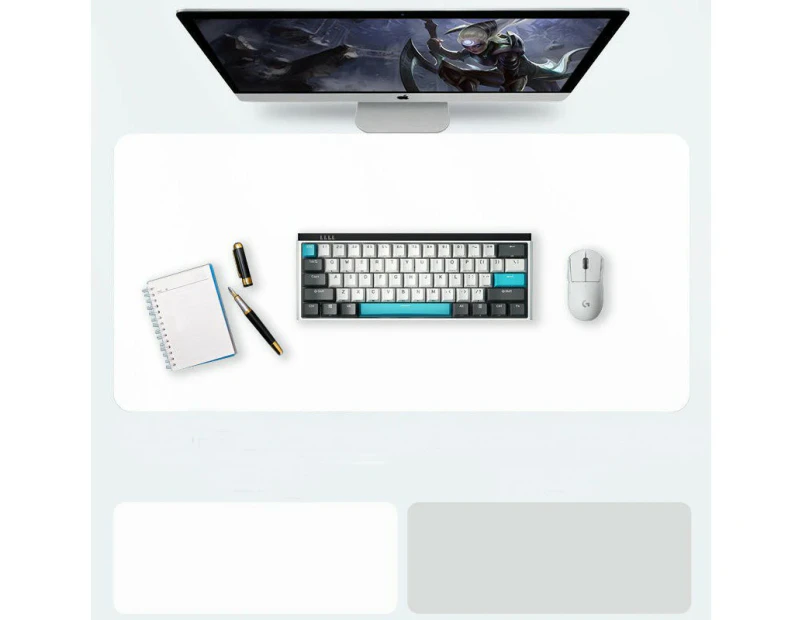 Non-Slip Rubber Mouse Pad Large Mouse Mat Leathers Gaming Mouse Pad Desk Mat-White+Silver