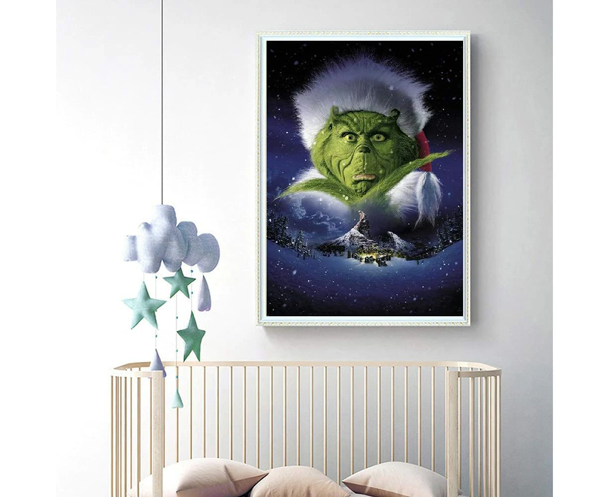 5D DIY Diamond Painting Kit For Adults, Grinch Diamond Painting Embroidery Cross Stitch Home Wall Decor Crafts 30x40cm