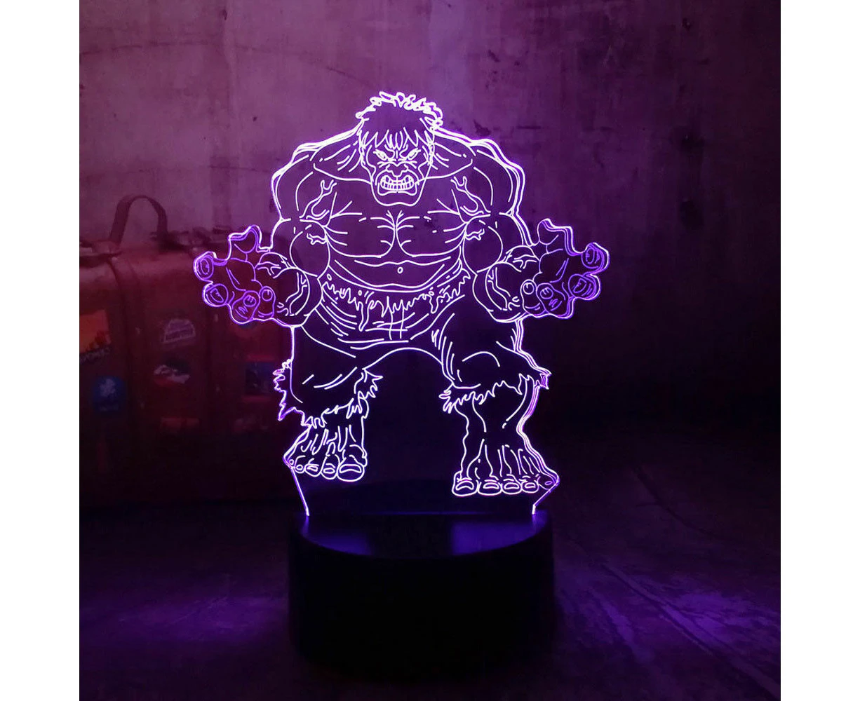 HULK SUPER HERO 3D LED Night Light AVENGER Acrylic Table Lamp Table Decoration