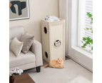 Costway 99cm 3-Tier Cat Tower 2in1 Kitty Condo House Scratching Post w/Detachable Cover, Natural