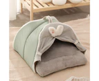 Fulllucky Pet Nest Closed Style Keep Warmth Removable Portable Pet Cats Tent Nest for All Seasons-Green Grey