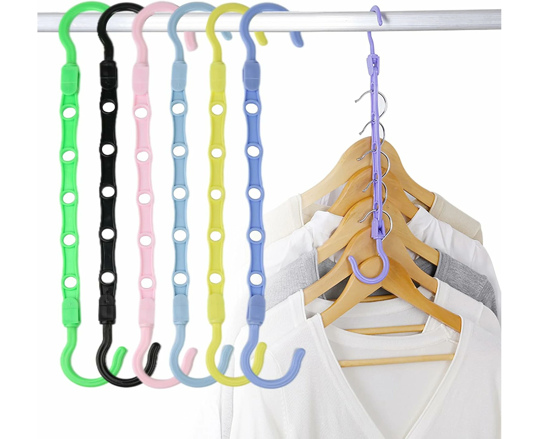 6 Closet Space Saving Clothes Racks, Magic Clothes Racks to Organize Closet, Multifunctional Clothes Racks, Rotating Non-Slip Folding Clothes Racks fo