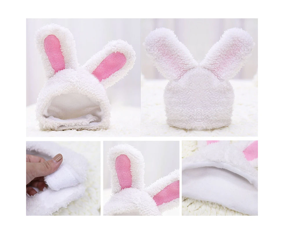 Cartoon Plush Bunny Ears Hat with Rabbit Ears Pet Kitten Puppy Headband Halloween Party Props Funny Pet Dog for Cat Cap