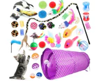 33Pcs Lovely Pet Cat Toys Bulk Buy Kitten Toy Rod Fur Mice Bells Balls Catnip