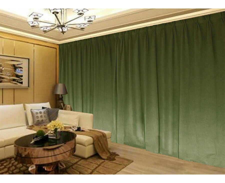 Large Thick Velvet Blockout Curtains 540x230cm PINCH PLEAT 2 panel+30 Hook Green