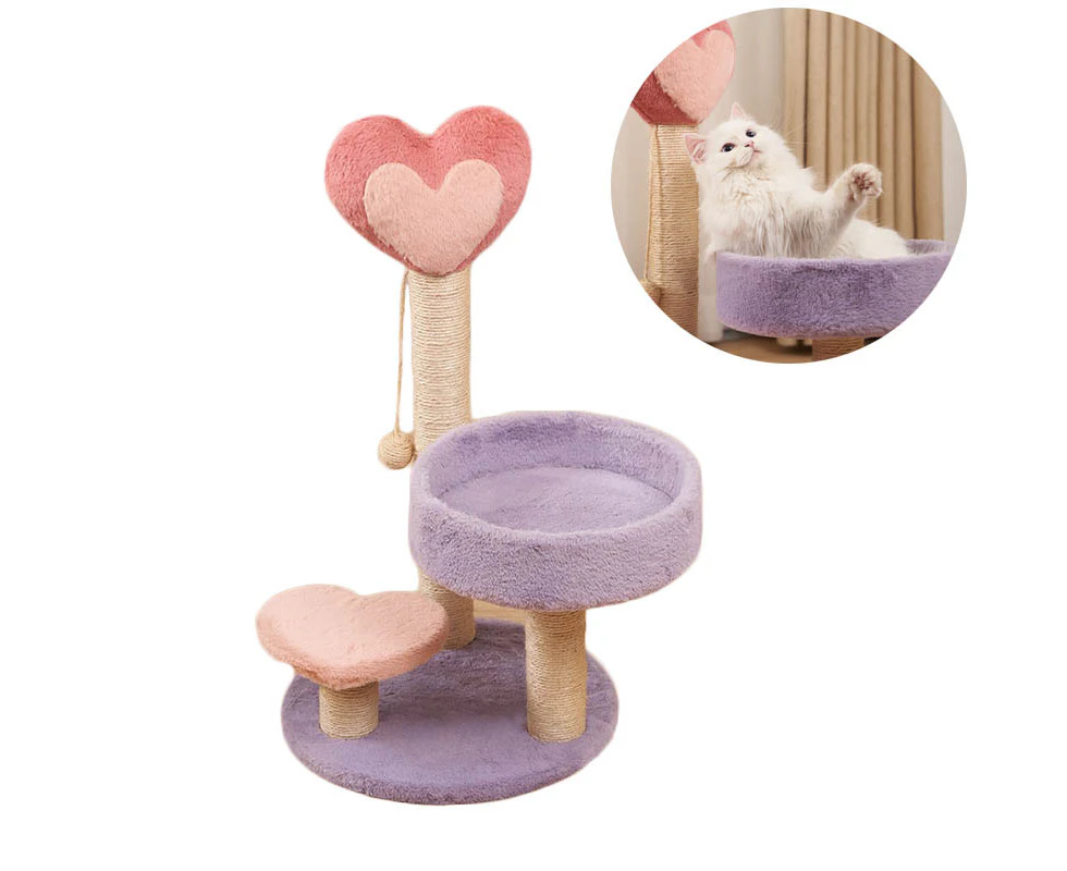 Hollypet Heart Shaped Cat Tree for Indoor Cats Tower Sisal Scratching Post