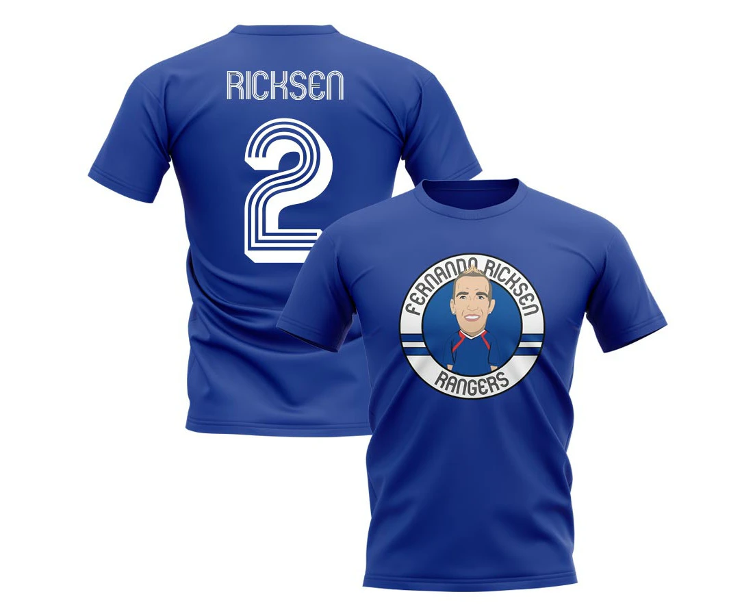 Fernando Ricksen Rangers Illustration T-Shirt (Blue)