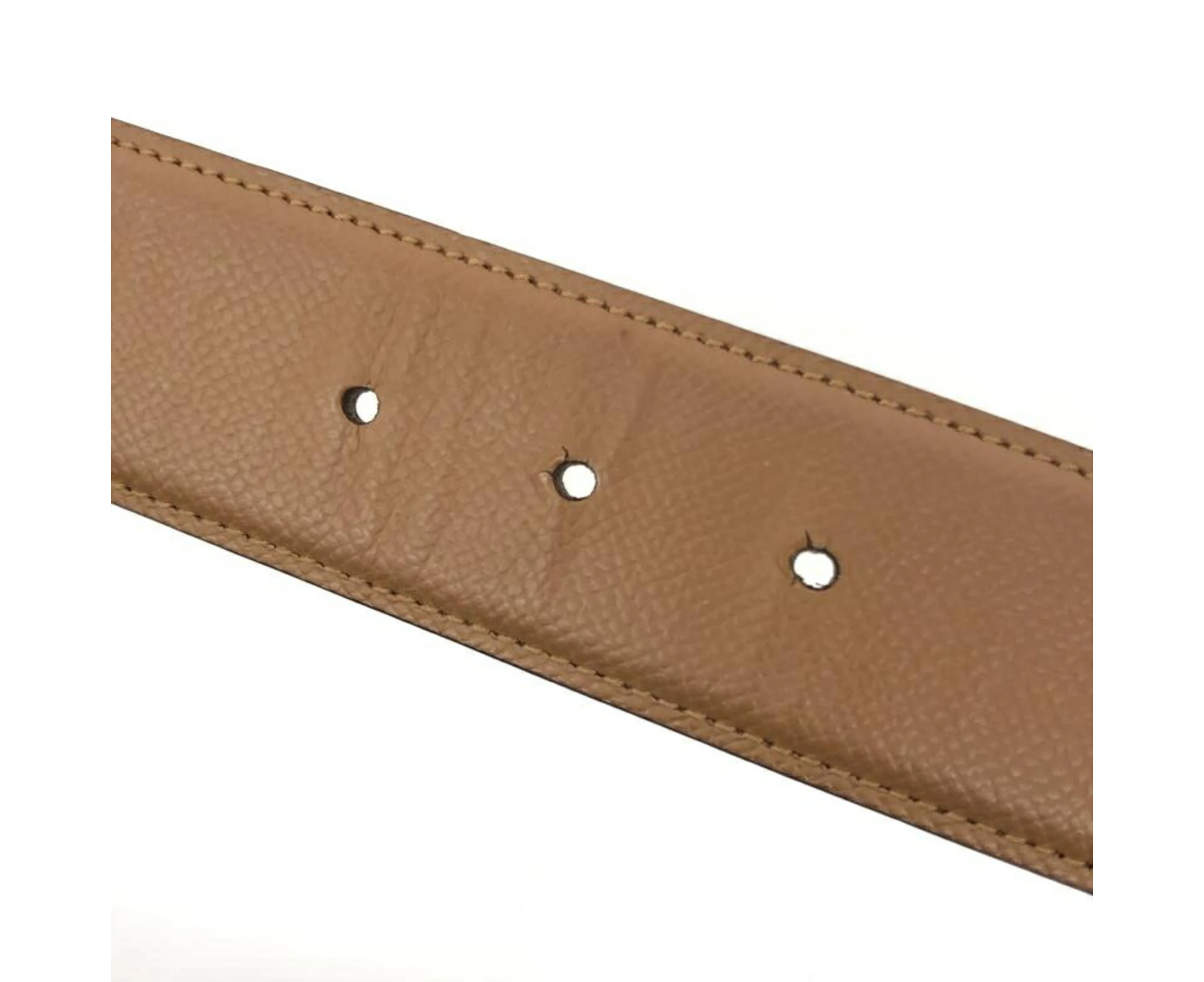 Designer - Pre-loved Brown Leather Belt with Gold Detailing - Brown
