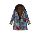 Lookbook Womens Winter Printed Fleece Jacket Casual Sherpa Lined Fuzzy Jacket-FlowerBlue