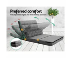 Lounge Sofa Bed Floor Recliner 2 seater Chaise Chair Folding Fabric Grey