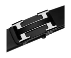 Kings Collection Black Men Genuine Leather Ratchet Belt Adjustable with Automatic Silver Buckle Length 125cm