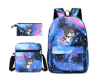 Three Pieces Set Cute Kuromi Backpack Student School Bag Shoulder Bag Pen Bag Star Blue3