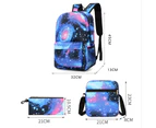 Three Pieces Set Cute Kuromi Backpack Student School Bag Shoulder Bag Pen Bag Star Blue3