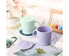 2 Pieces Silicone Training Cups for Infants Heat Resistant and Anti-Slip Toddler Learning Cup with 2 Handles Baby Trainer Mug, 2 Colors,Purple, Green