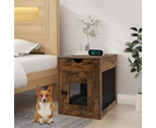 Costway Indoor Dog Crate Wood Side Table Pet Kennel Puppy House w/2 USB Ports & Drawer Living Room Bedroom Coffee