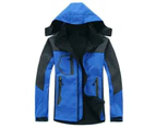 Jacket for Men, Waterproof and Windproof Outdoor Soft Fleece Hooded Military Jacket-Treasure Blue