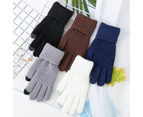 puluofuh 1 Pair Winter Men Women Knitting Touch-screen Non-slip Gloves Warmer Mittens-Black
