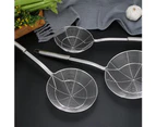 Long Handle Round Stainless Steel Colander Oil Filter Fried Food Grid Strainer-Silver 16
