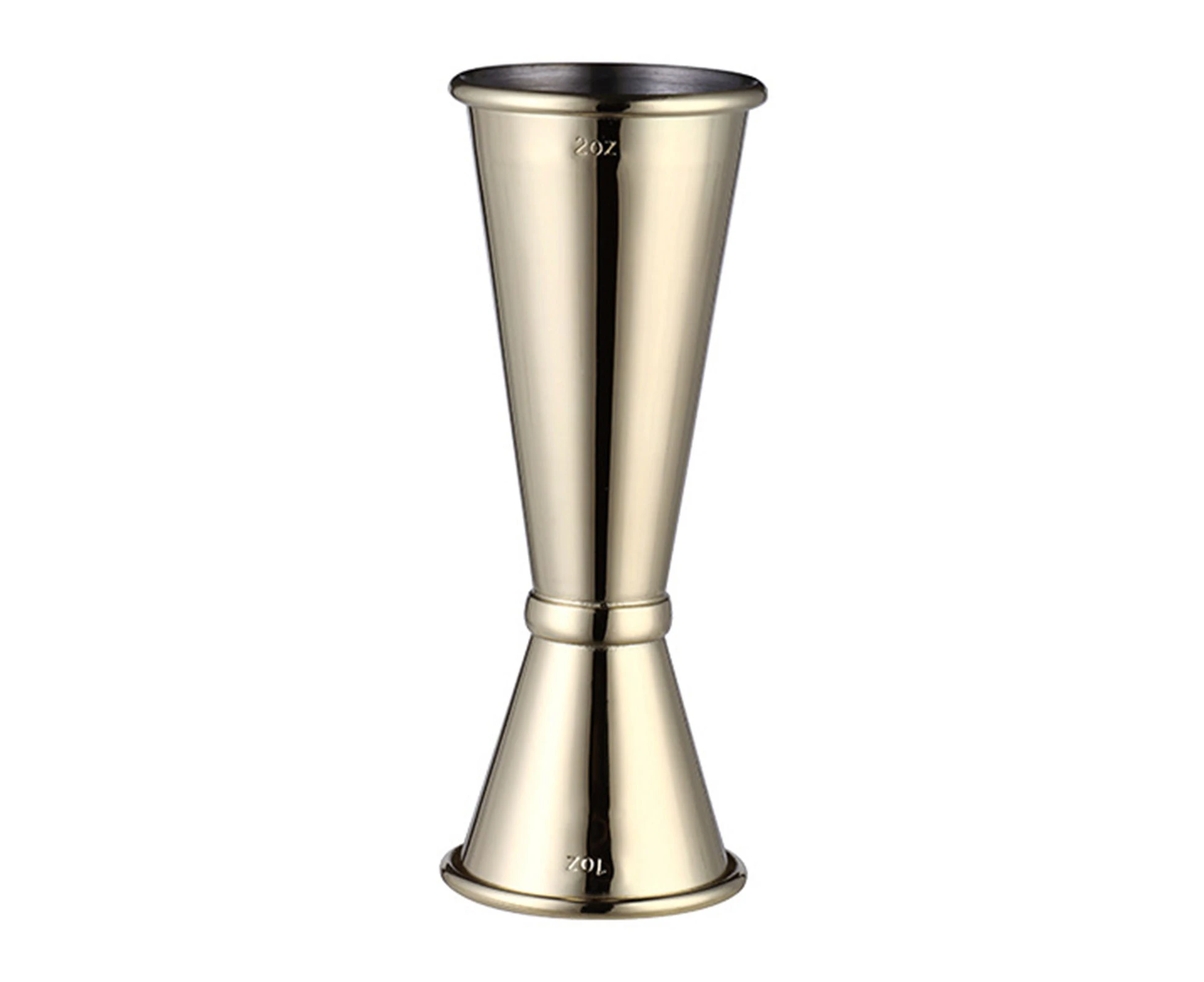 Stainless Steel Measuring Cup Double-head Curled Edge Cocktail Shaker with Scale-Gold Plated