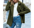 Women's Petite Plus Cardigan Coat Lapel Button Fuzzy Coat-Coffee