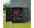 Outdoor Storage Cabinet Box Garden Garage Cupboard Adjustable Lockable Black