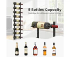 Black Wall Mounted Wine Rack Hanging Wine Display Rack for 9 Bottles