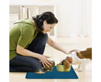 Pet Mat, Silicone Pet Food Mat with Raised Edges to Prevent Spills, Waterproof Non-Slip blue